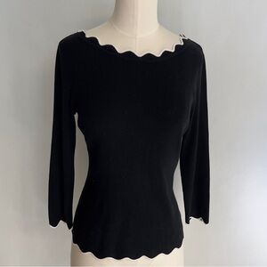 Roz&Ali Scalloped Neckline Knit Sweater